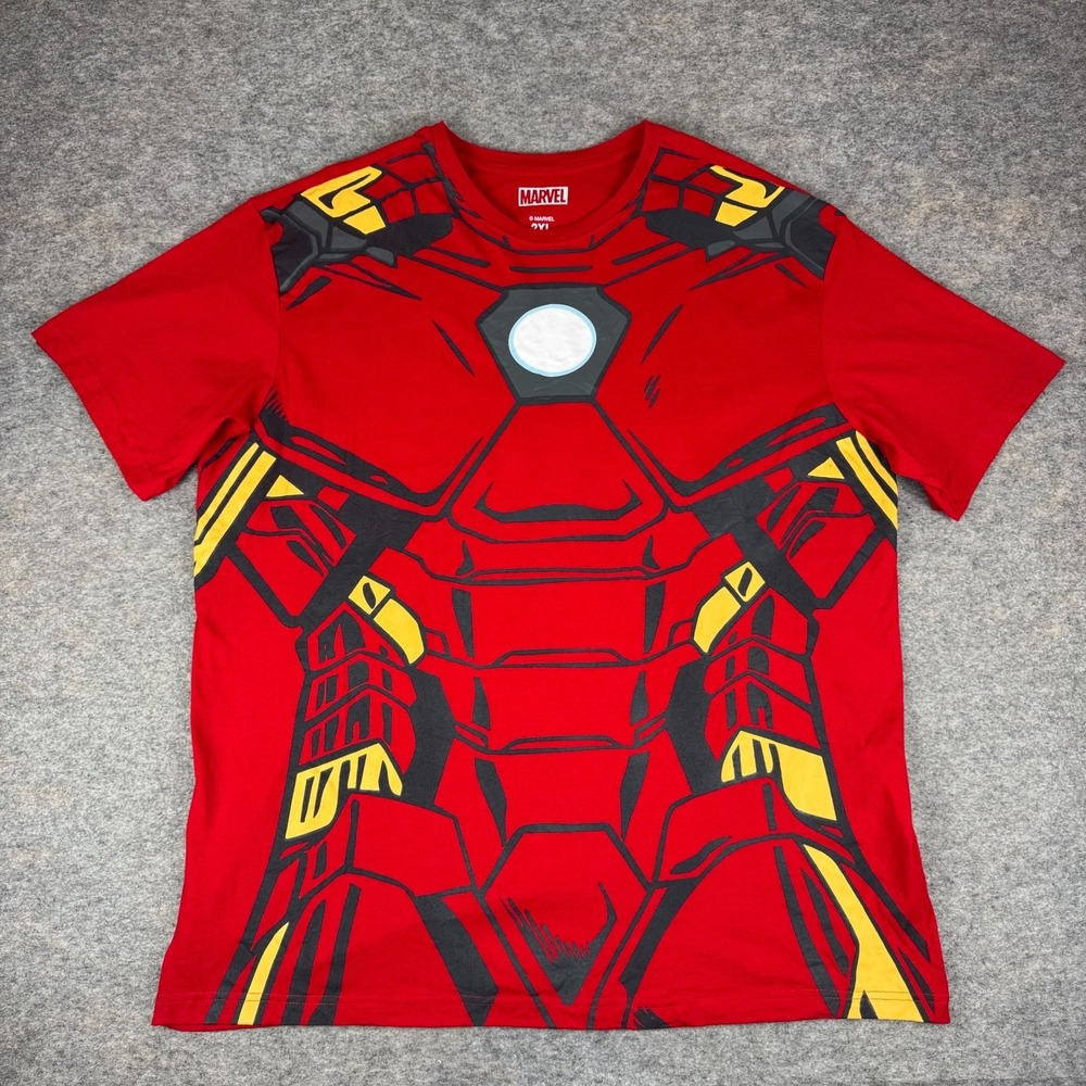 Marvel Avengers Iron Man Cosplay T-Shirt Cotton Red Mens 2XL XXL